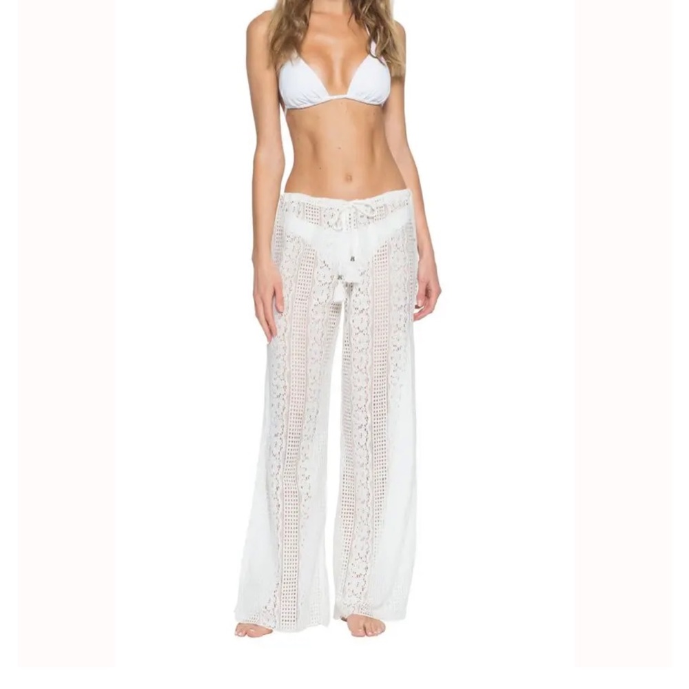 BECCA White Bikini Top with Crochet Pants